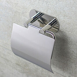 Toalettpappershållare med lock för limning rostfri polerad inkl lim