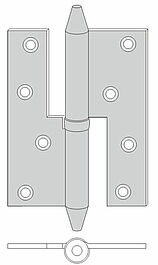 Lyftgångjärn 148*49 mm vänster konisk knopp Järn förzinkad med kullager raka hörn K224 6"