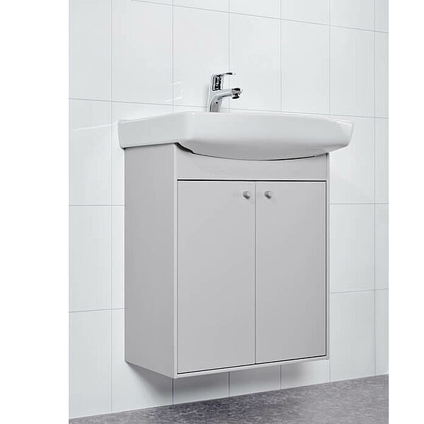 Kommod Spira Graphite i kompaktlaminat och grå kulör, sidvy