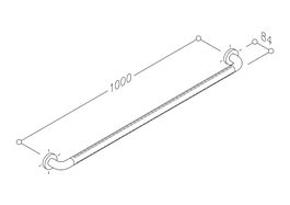 Stödhandtag cc1000mm Nylon Vit