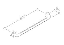 Stödhandtag cc600 mm Nylon Vit