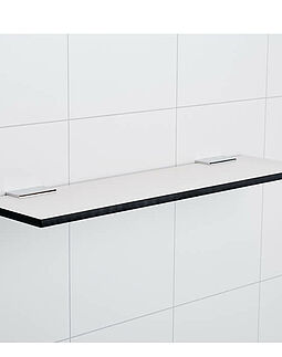 Hylla i kompaktlaminat 600x130x10 mm komplett med två klämfäste, svart kant