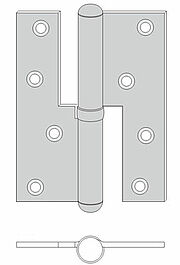 Lyftgångjärn 148*49 mm vänster rund knopp Järn förzinkad med kullager raka hörn K228 6"