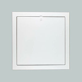 Inspektionslucka EI30 brand 300x300 vit utanpåliggande, mejsellås, bakkantbleck