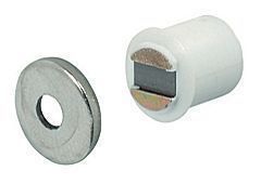 Magnetlås ø10,5 mm vit för inborrning ø9mm inkl bleck, 1,8kg